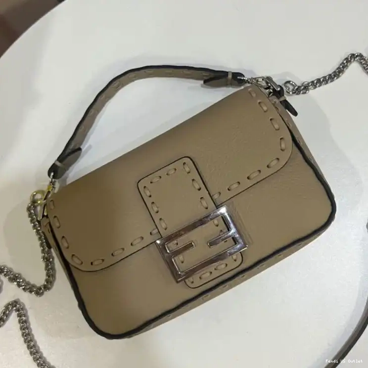 Cheap HOT Cuoio Baguette Bag Romano Selleria Fendi Khaki Mini In Leather 0514